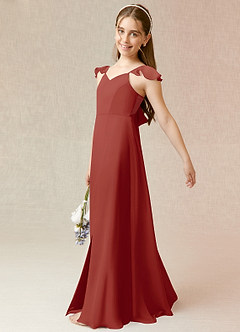 Azazie Everett Junior Terracotta A-Line Chiffon Dress image3