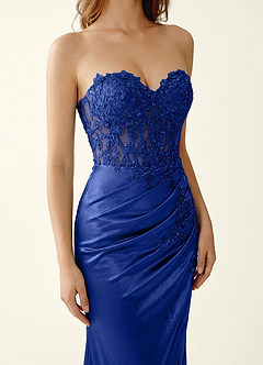 Bianca Royal Blue Stretch Satin Corset Mermaid Maxi Dress image5