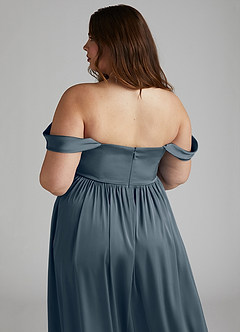 Azazie Morana Bridesmaid Dresses Twilight A-Line Off the Shoulder Stretch Satin Convertible Dress image18