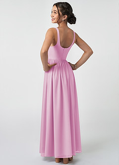 Azazie Keyla Junior Candy Pink A-Line Pleated Chiffon Dress image4