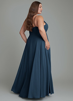 Azazie Amani Bridesmaid Dresses Dark Navy A-Line Pleated Chiffon Dress image2