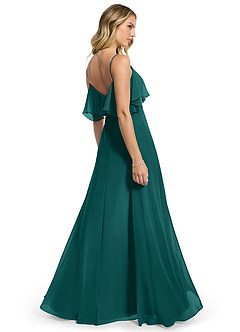 Azazie Jean Bridesmaid Dresses Peacock A-Line Chiffon Convertible Dress image2