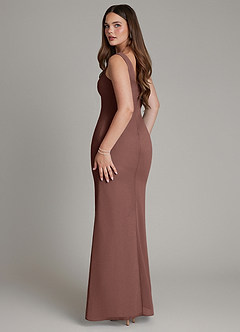Azazie Hadley Bridesmaid Dresses Espresso Mermaid Pleated Chiffon Dress image5