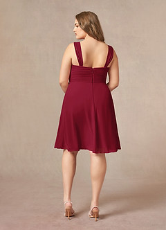 Azazie Olivia Mother of the Bride Dresses Burgundy A-Line Square Neckline Pleated Chiffon Dress image11