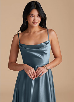 Azazie Elle Brautjungfernkleider A-Linie mit Taschen Metallischer Satin Kleid Zwielichtviolett image3
