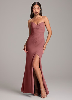 Azazie Yola Bridesmaid Dresses Amethyst Sheath Pleated Chiffon Convertible Dress image1