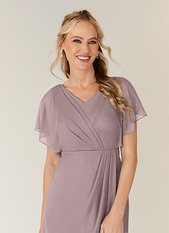 Azazie Waverly Mother of the Bride Dresses Dusk Sheath Pleated Mesh Dress image5