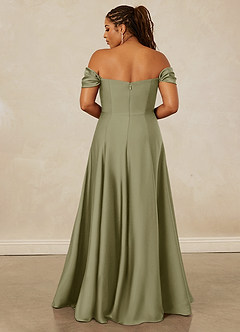Christian Siriano Bridal for Azazie 1002 Bridesmaid Dresses Pistachio A-Line Off the Shoulder Stretch Satin Convertible Dress image16