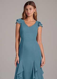 Azazie Nessa Robes de demoiselle d'honneur Robe Trapèze en Mousseline de soie Bermude image7