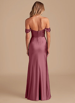Azazie Saige Bridesmaid Dresses Desert Rose A-Line Off the Shoulder Metallic Satin Convertible Dress image4