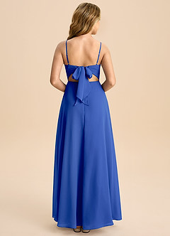 Azazie Shale Junior Royal Blue A-Line Bow Chiffon Dress image1