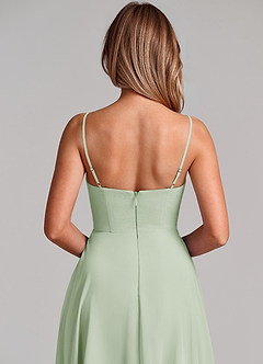 Azazie Elle Bridesmaid Dresses Dusty Sage A-Line Pleated Chiffon Dress image2