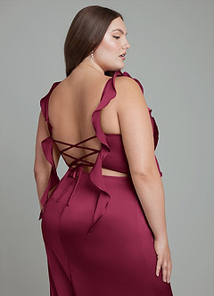 Azazie Jessamine Rochii de domnișoară de onoare Teacă Corset Satin elastic Lungime până la podea Rochie image14