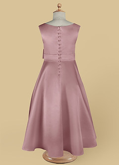 Azazie Lindy Flower Girl Dresses Dusty Rose A-Line Pleated Matte Satin Dress image13