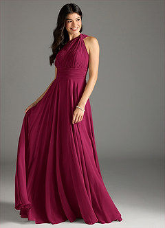 Azazie Charlize Brautjungfernkleider A-Linie One-Shoulder Chiffon Kleid Burgunderrot image3