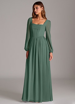 Azazie Maree Bridesmaid Dresses Sea Moss A-Line Corset Chiffon Dress image1