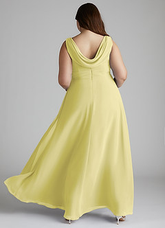 Azazie Karina Bridesmaid Dresses Lemon Sorbet A-Line Pleated Chiffon Dress image9