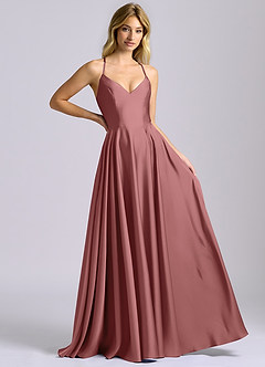 Azazie Truce Brautjungfernkleider A-Linie Stretch-Satin Kleid Amethyst image6