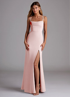 Azazie Callan Bridesmaid Dresses Blushing Pink Mermaid Pleated Chiffon Convertible Dress image3