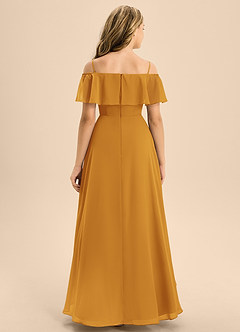 Azazie Maggie Junior A-Linie Schulterfrei Chiffon Kleid Butterscotch image6