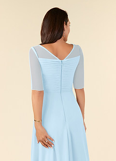 Azazie Naomi Mother of the Bride Dresses Sky Blue A-Line Boatneck Pleated Chiffon Dress image6