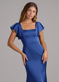 Azazie Elkie Bridesmaid Dresses Royal Blue Mermaid Square Neckline Stretch Satin Dress image6