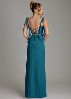 Azazie Jessamine Bridesmaid Dresses Ink Blue Mermaid Corset Chiffon Dress image8