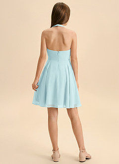 Azazie Kady Junior Abito A-Line in Chiffon Scollo a Cuore Sea Glass image2