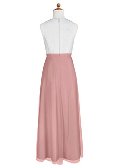 Azazie Albertine Junior Vestido de Rosa Polvorienta de Gasa de Corte En A con Encaje image8