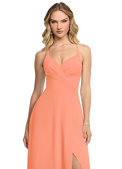 Azazie Davis Bridesmaid Dresses Sunset A-Line V-Neck Chiffon Dress image4