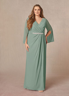 Azazie Belinda Abiti per la Madre della Sposa Abito A-Line in Chiffon con Scollo a V a Pieghe Salvia Argentata image6