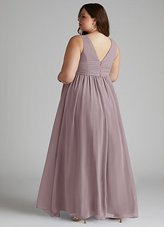Azazie Yetta Abiti da damigella d'onore premaman Abito A-Line Arricciato con Scollo a V Chiffon Floor-Length image11