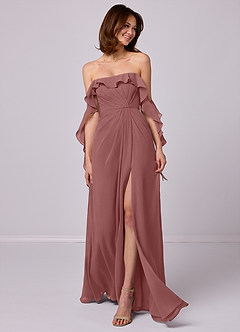 Barbie ♥ Azazie Bridesmaid Dresses Desert Rose A-Line Off the Shoulder Chiffon Convertible Dress image1