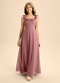 Azazie Callie Junior Desert Rose A-Line Ruched Chiffon Dress image4