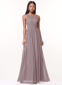 Azazie Nina Bridesmaid Dresses Dusk A-Line Pleated Chiffon Dress image1