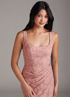 Azazie Mero Bridesmaid Dresses Rosette Sheath Pleated Floral Burnout Dress image6