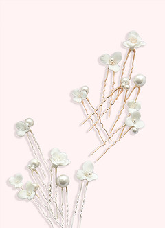 front Ceramic Flower Pearl Hairpin