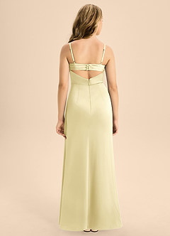 Azazie Renna Junior A-Linie Plissee Stretch-Satin Kleid Zitronensorbet image2