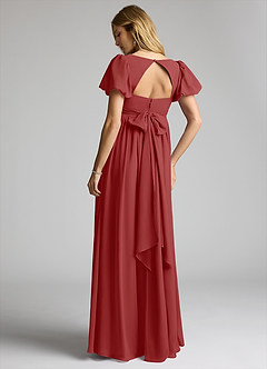 Azazie Madisynn Maternity Bridesmaid Dresses Bow Chiffon Floor-Length Dress image2