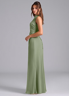 Azazie Evadne Bridesmaid Dresses Pistachio Sheath Pleated Chiffon Dress image6