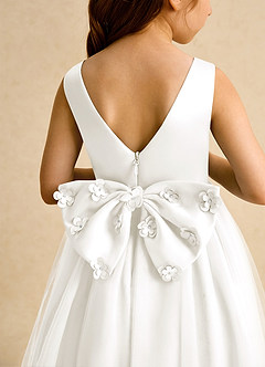 Azazie Malva Abiti da Ragazza di Fiori Abito Principessa in Tulle Fiocco Avorio image8