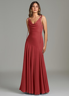Azazie Dawn Bridesmaid Dresses Rust Mermaid Pleated Chiffon Dress image3