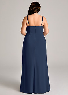 Azazie Maci Bridesmaid Dresses Dark Navy Sheath Pleated Chiffon Dress image9