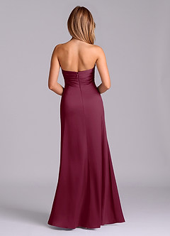 Azazie Sabrine Final Sale Mulberry A-Line Sweetheart Neckline Stretch Satin Dress image2