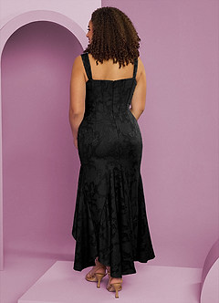 Barbie ♥ Azazie Bridesmaid Dresses Black Sheath Side Slit Floral Burnout Dress image11