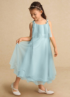 Azazie Bunie Flower Girl Dresses Mist A-Line Spaghetti Strap Tulle Dress image1