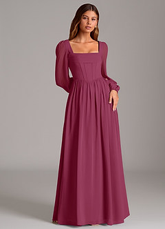 Azazie Maree Bridesmaid Dresses Mulberry A-Line Corset Chiffon Dress image4