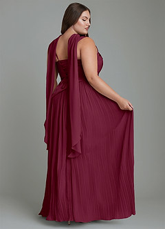 Azazie Stephanie Brautjungfernkleider A-Linie Plissee Stretch-Satin Kleid Maulbeerrot image16