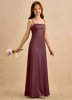Azazie Mirabella Girls Formal vestidos de niña de las flores Vestido Sangrado de Satén Elástico de Recto con Escote corazón image4