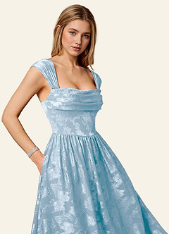 Briar Blu Polvere Abito da ballo lungo plissettato image6